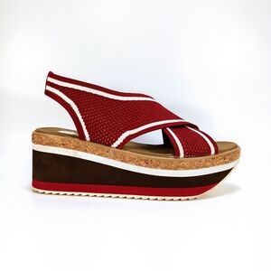 Yellow Box Airlee Wedge Womens 8 Red And White Platform Slide Sandals